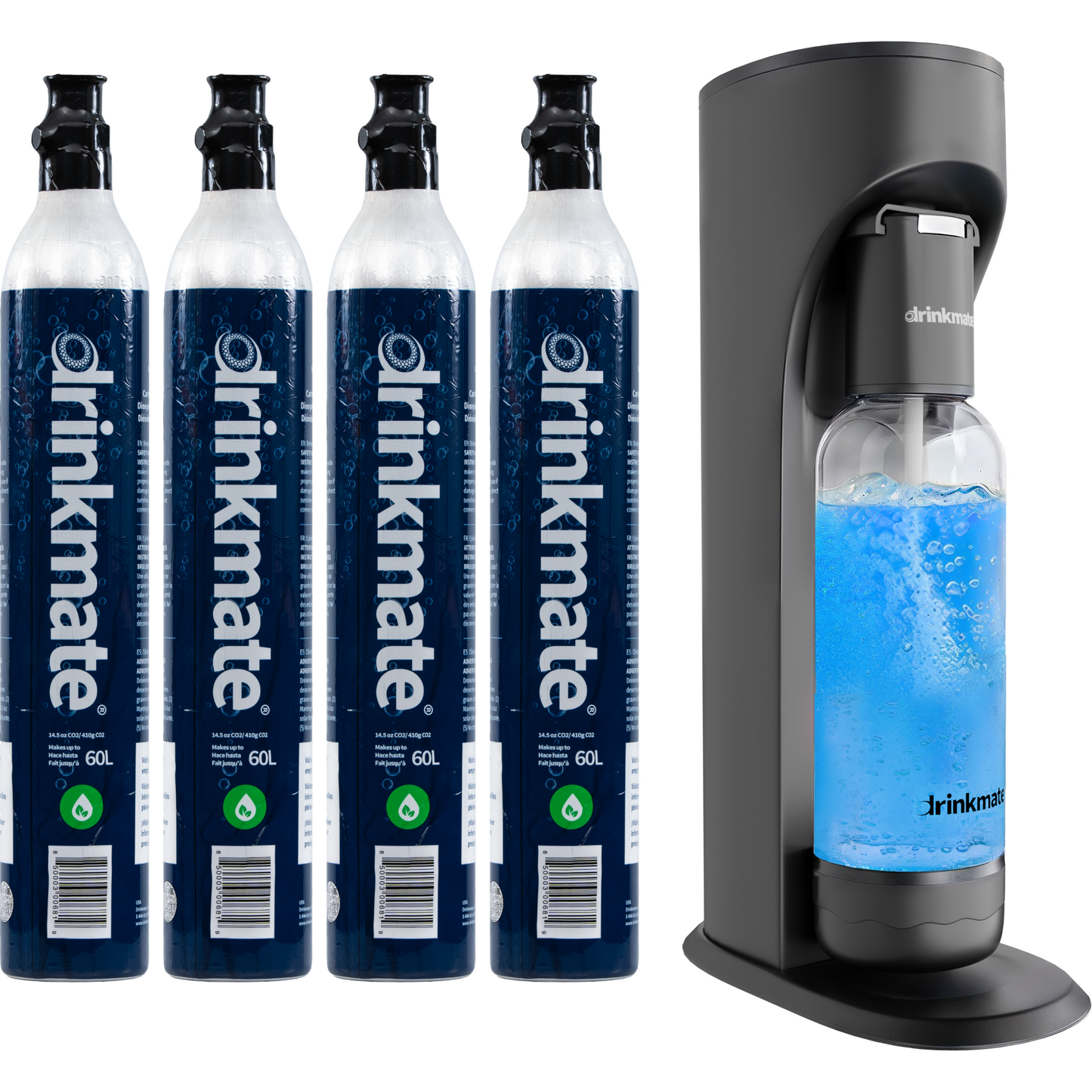 OmniFizz Machine à Eau Pétillante et Soda, Carbonate N'IMPORTE Quelle Boisson, Ensemble de Quatre Cylindres