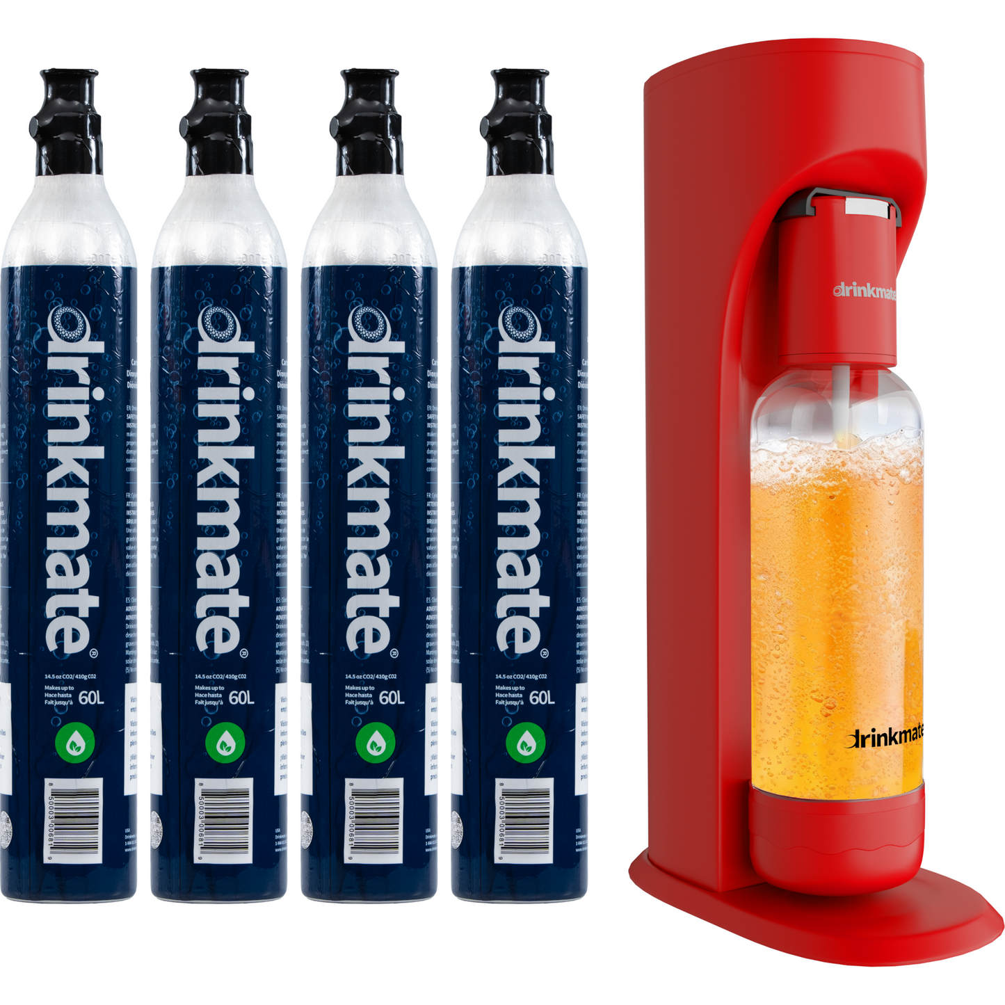 OmniFizz Machine à Eau Pétillante et Soda, Carbonate N'IMPORTE Quelle Boisson, Ensemble de Quatre Cylindres