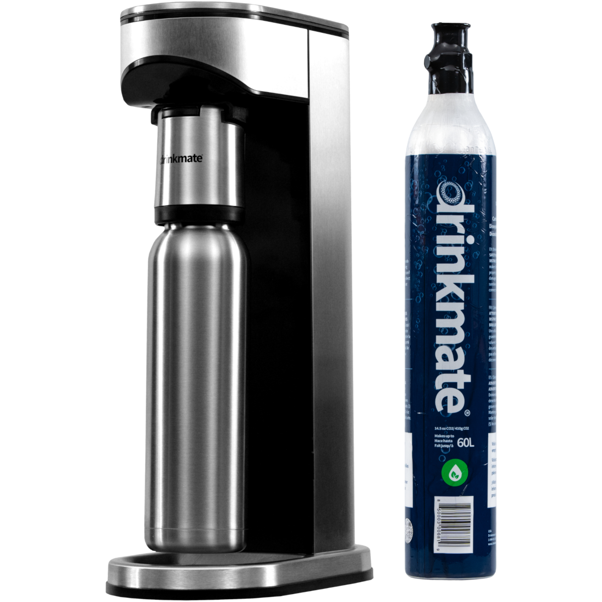 LUX Carbonateur en Acier Inoxydable, avec Bouteille en Acier Inoxydable de 0,7L et Cylindre de CO2 de 60L