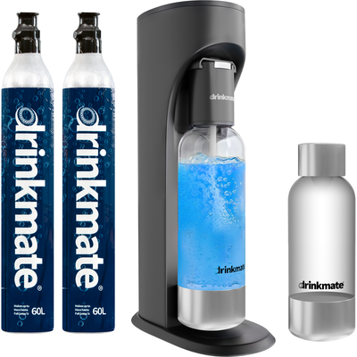 OmniFizz Stainless Steel STEP UP BUNDLE, Sparkling Water and Soda Maker, Carbonates ANY Drink