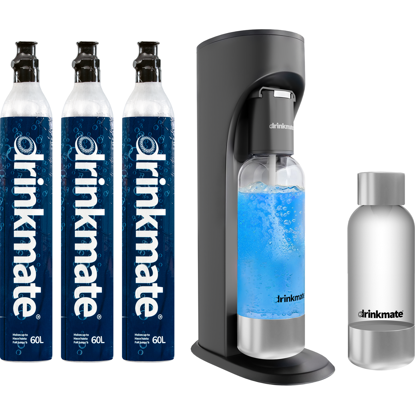 OmniFizz Stainless Steel ULTIMATE BUNDLE, Sparkling Water and Soda Maker, Carbonates ANY Drink